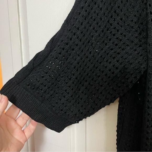 Black Mesh Short Sleeve Top | 22/24 Waffle Mesh Low Cut | Goth Alternative - Picture 3 of 6